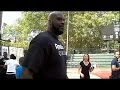 Shaq checks out street basketball in Harlem