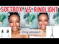 COMPARING RINGLIGHT AND SOFT BOX FOR YOUTUBE VIDEOS/MAKEUP || UNBOXING LIGHTS FOR YOUTUBE AND SET UP