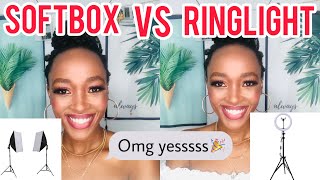 COMPARING RINGLIGHT AND SOFT BOX FOR YOUTUBE VIDEOS/MAKEUP || UNBOXING LIGHTS FOR YOUTUBE AND SET UP
