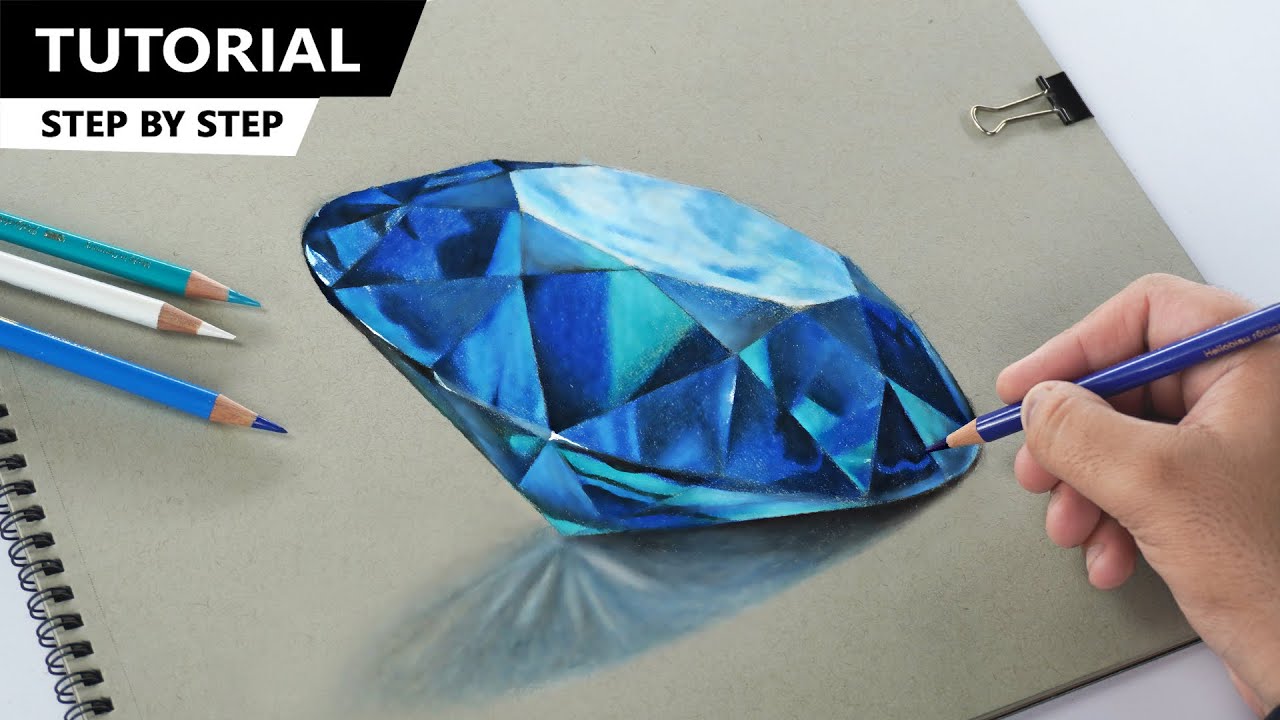 How To Draw A Diamond With Color Pencil! Diamond Drawing! - YouTube