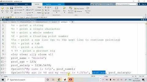 fprintf in Matlab