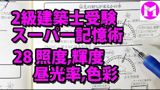 2級建築士スーパー記憶術28　照度、輝度、昼光率、色彩