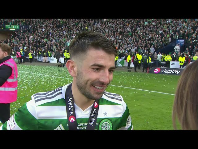 Celtic's Greg Taylor speaks after winning the 2023 Viaplay Cup