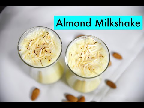 badam milkshake recipe | almond milkshake with ice cream