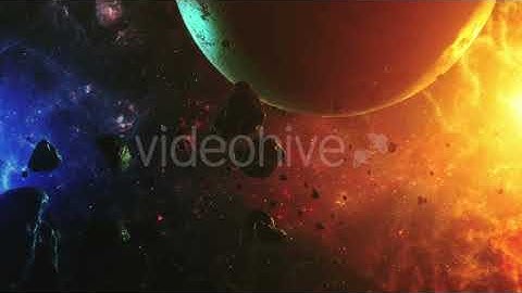A Beautiful Flight in a Colorful Space with Asteroids with Sounds and a Planet | Motion Graphics...