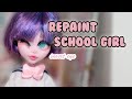 Repaint Japanese school girl with insert eyes: By Honey Peach Doll