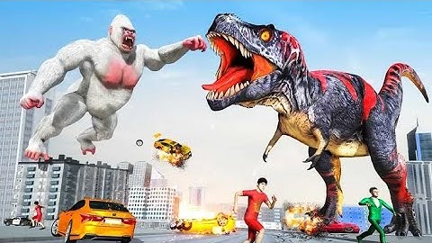 Monster Dino City Smasher vs Gorilla Rampage Mode | Animal Gameplay Android Game | Hannu Games