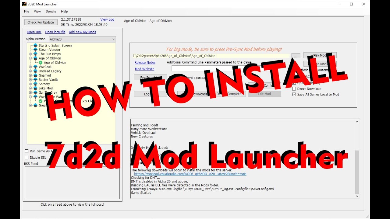 how to install the 7dtd Mod Launcher - YouTube