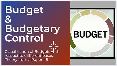 #2 Budget & Budgetary Control - Basic Concepts - CMA Inter Group - 1 [ CA Inter/ BCom / BBA / MBA ]