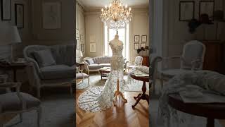 Vid&eacute;o pr&eacute;sentant la dentelle perl&eacute;e fleurs 3D vert sauge &laquo; Jardin Pr&eacute;cieux &raquo;, de la mati&egrave;re brute &agrave; une projection de rendu couture.