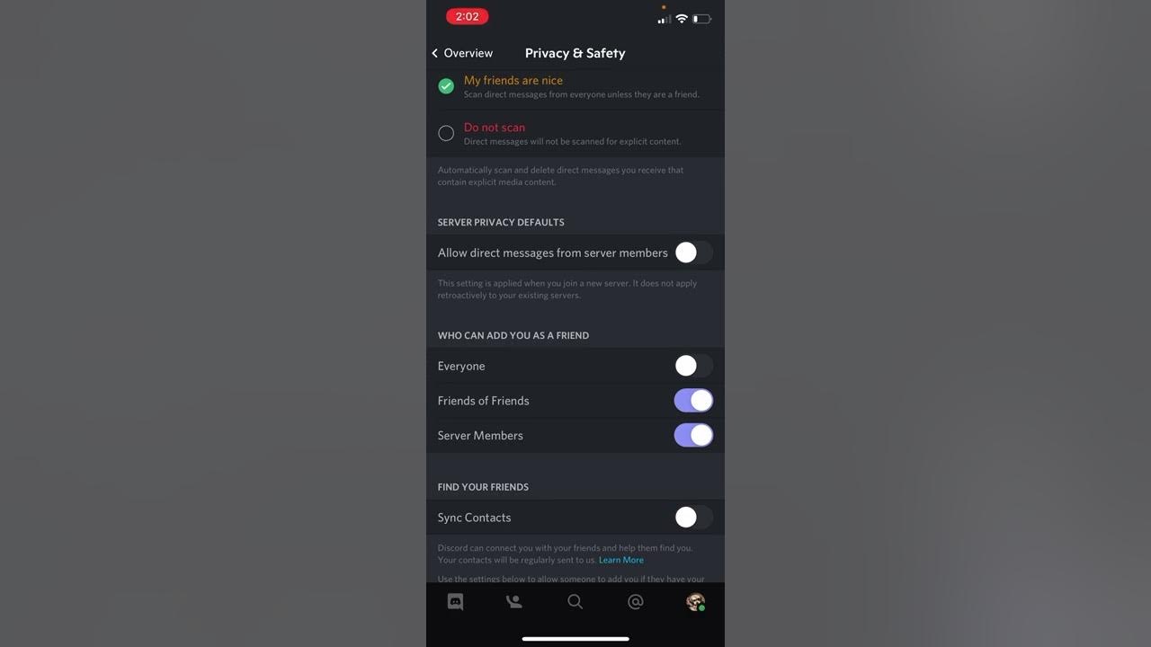Discord privacy settings YouTube