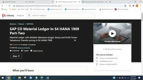 SAP CO MATERIAL LEDGER LIVE SCENARIOS : PART 1 & PART 2 IN "UDEMY"