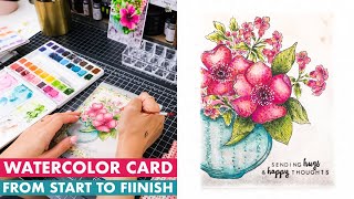 Floral Watercolor Card Inspired by Jennifer McGuire&#39;s Photo (ft. Altenew 36 Watercolor Pan Set)