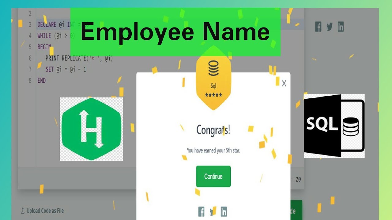HackerRank Practice Sql 19 | Employee name - YouTube