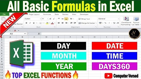 Most Important Excel Formulas || Excel formula in hindi || Date || Month || Time | Year | Days360