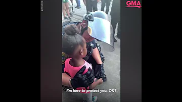 Police Officer Comforts Little Girl After She Asks Are You Going To Shoot Us L GMA Digital 
