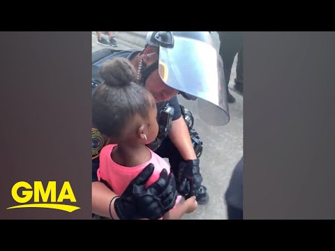 Police Officer Comforts Little Girl After She Asks: 'Are You Going To Shoot Us' L Gma Digital