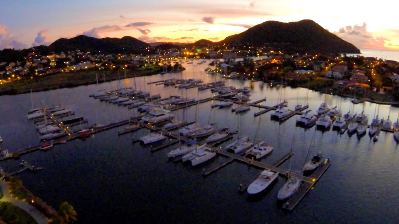 AERIAL Scenes from our new “Mariner” WATERPROOF DRONE in Rodney Bay Marina, St Lucia, CARIBBEAN!