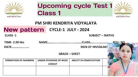 How to solve  cycle Test 1/Class 1 Subject Maths( New Pattern)