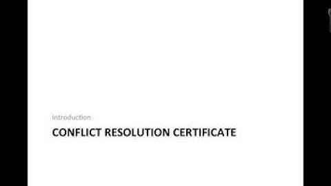 Introduction to Conflict Resolution