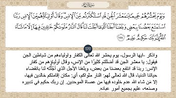 ( ويوم يحشرهم جميعا يا معشر الجن قد استكثرتم من الإنس وقال أولياؤهم من... ) سورة الأنعام ايه رقم 128