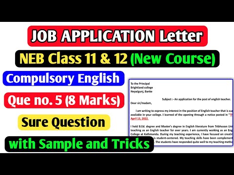 Job Application Letter | Class 11 u0026 12 Compulsory English | NEB Exam | with Solution