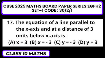 The equation of a line parallel to the x-axis and at a distance of 3 units below x-axis is :
