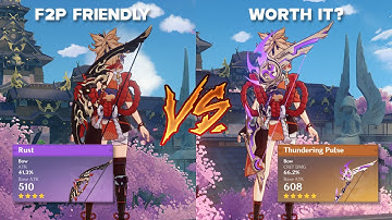 Yoimiya Weapon Comparison: Rust R4 vs Thundering Pulse R1 | Genshin Impact