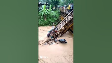 Moment the Bridge Almost Swept Away by Heavy Floods! #viral #shorts