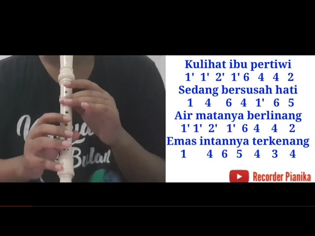 Lagu Rekorder Not Angka Rekorder Lagu Ibu Pertiwi | Tutorial Main Rekorder Lagu Ibu Pertiwi - YouTube