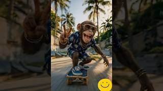 Funniest Skateboarding Monkey Ever Caught on Camera! 📸🐒 #shorts