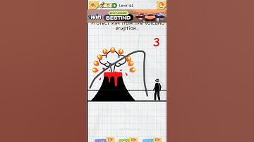 Draw 2 Save man Puzzle Funny  Protect him from the volcano eruption.  IQ %50
