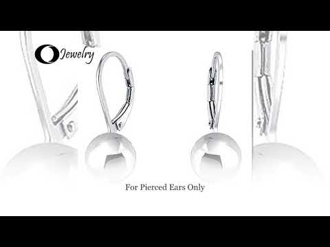 Simple Basic Dangling Leverback Round Bead Ball Drop Earrings For Women 925 Sterling Silver 8MM