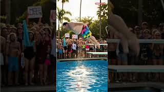 Huge Belly Flop From Extreme Height Crowd Screams