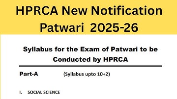 HPRCA New Notification //hp patwari new syllabus 2026 //HPRCA HP Patwari preparation 2026