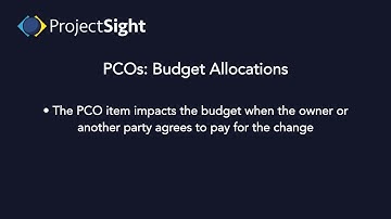 ProjectSight Training - Potential Change Orders