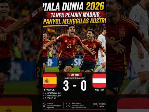 Video Piala dunia 2026, Spanyol vs Austria 3-0,