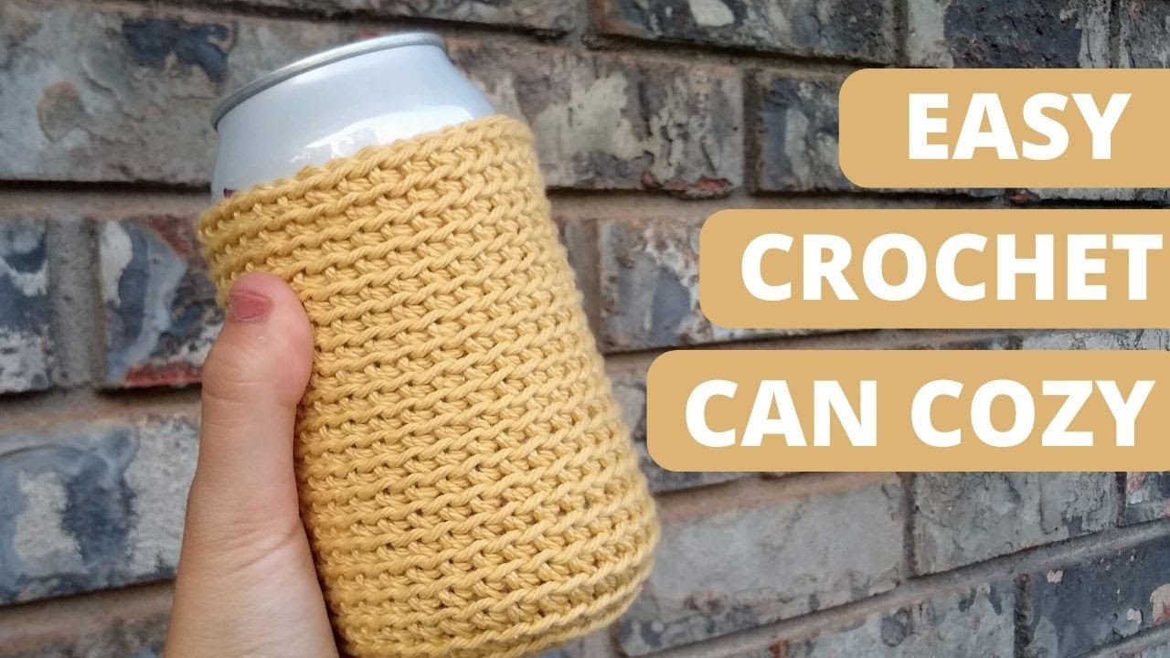 How to Crochet A Can Cozy with Handle, Crochet Tutorial 