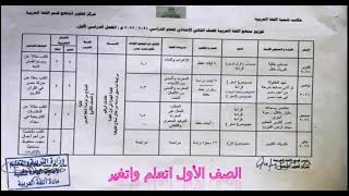 توزيع منهج اللغة العربية للصفوف الاعدادية الترمين الأول والثاني 2022