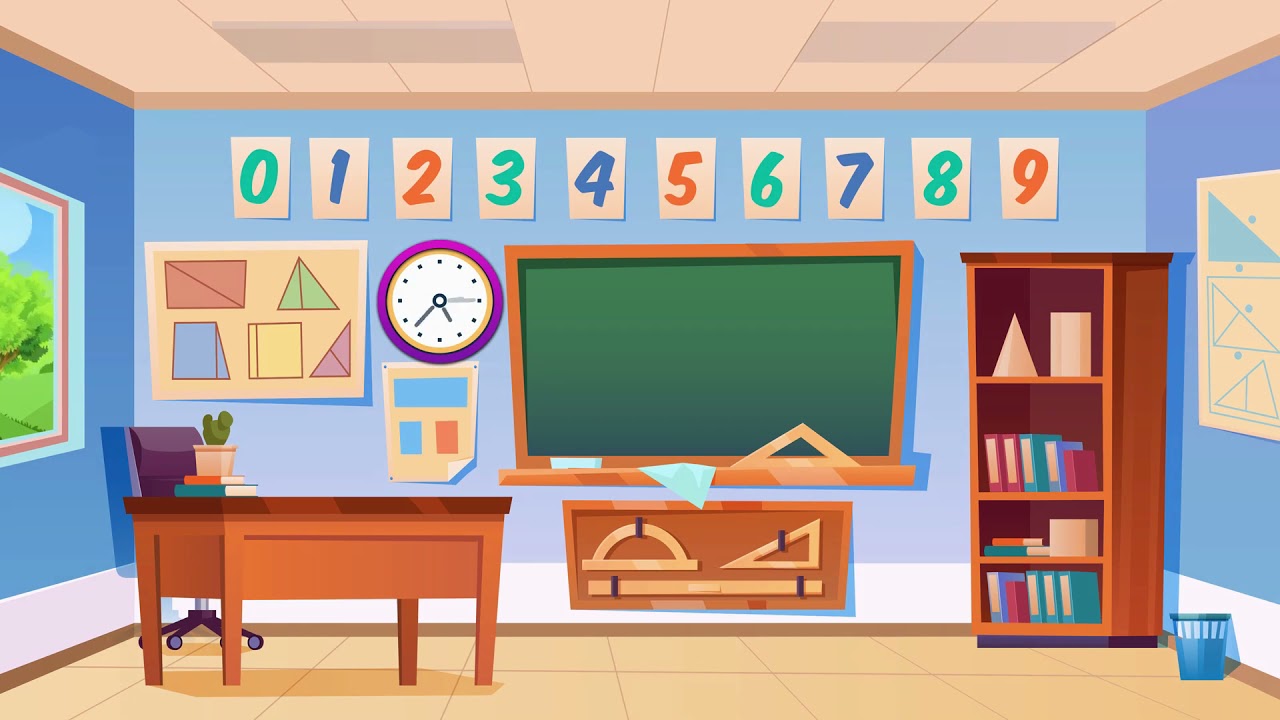 Free Video Background | School Classroom With Animated Clock