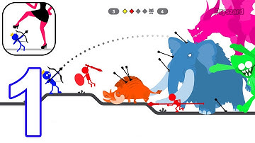 Hunt & Survival Rainbow Masters - Gameplay Walkthrough Part 1 Stick Archer Defense (iOS, Android)