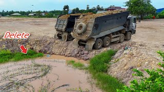 : Watchful Start Processing Landfill Huge Size Using Dump Truck 25.5Ton & Dozer Push Soil delete pond