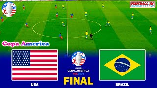 : USA vs BRAZIL - COPA AMERICA FINAL | FULL MATCH & ALL GOALS 2024 | PES Gameplay PC