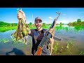 Hunting GIANT Bullfrogs at My FLOODED FARM!!! (Catch Clean Cook)
