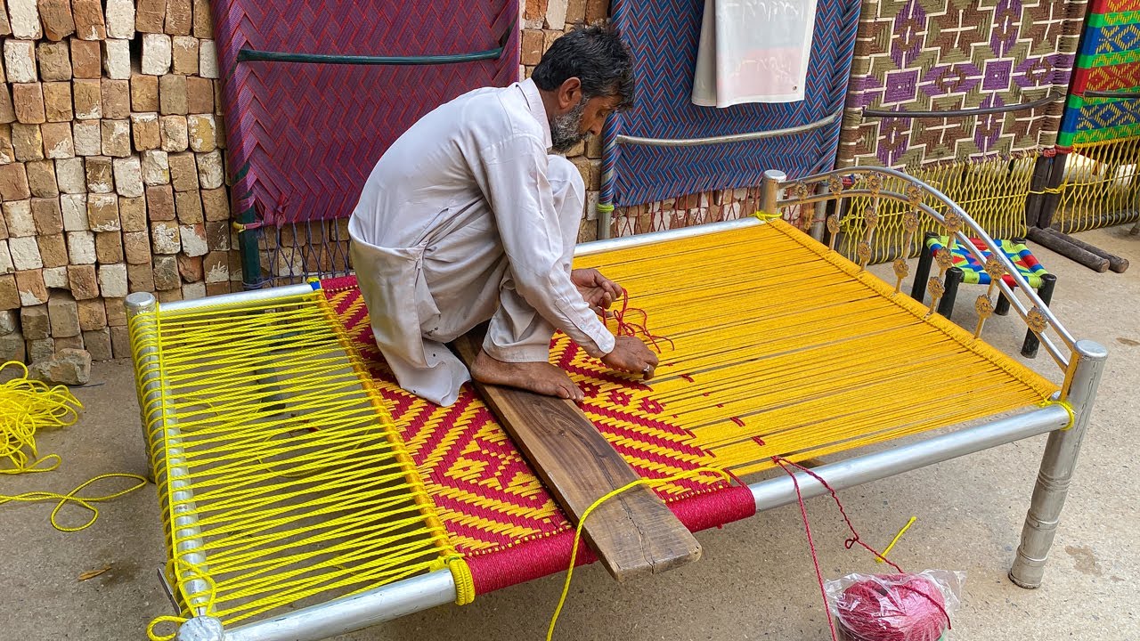 Process of Making Iron Charpai Bed | Complete Nylon Rope Cot Making Process | Inside Bed Factory