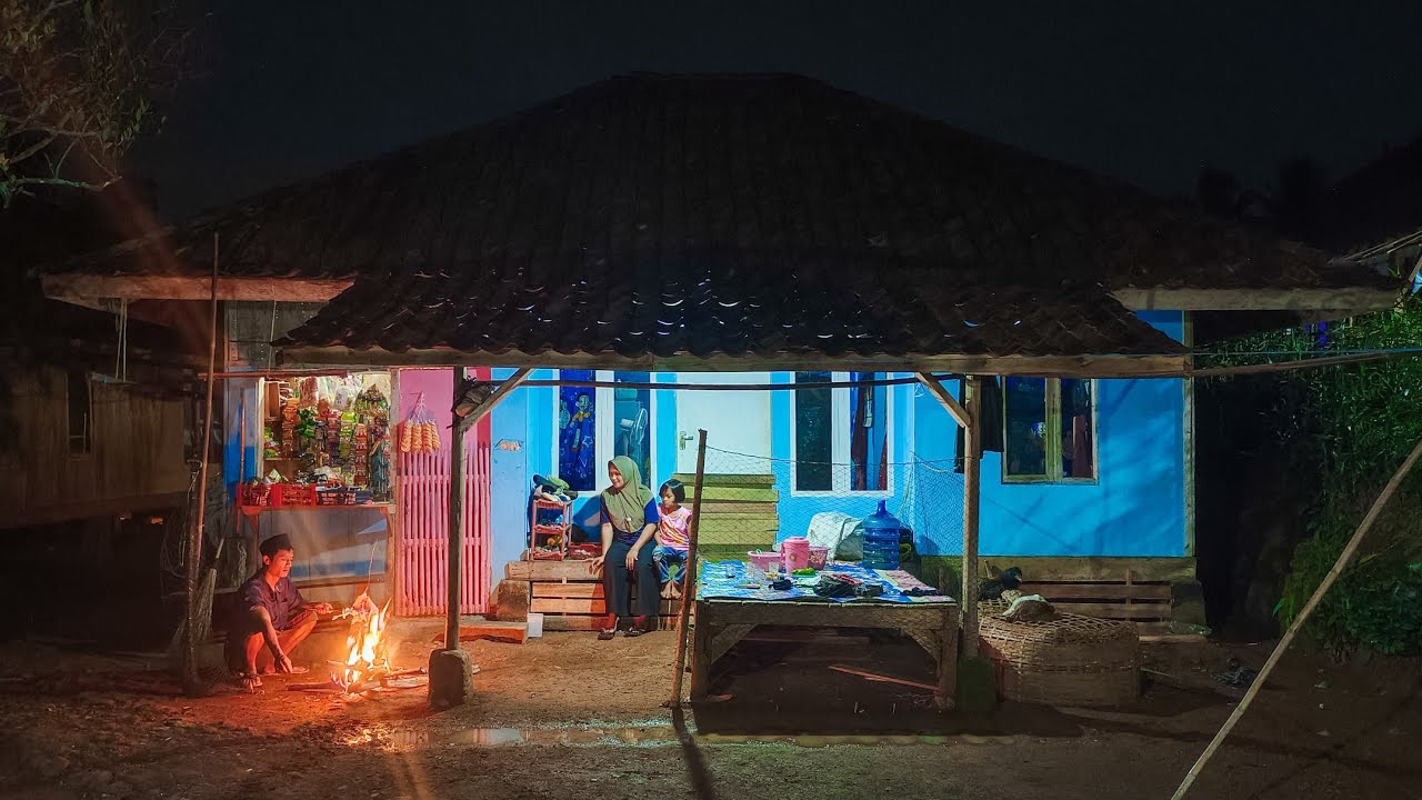 Night atmosphere in rural Sukabumi West Java, the air is fresh and makes you feel at home