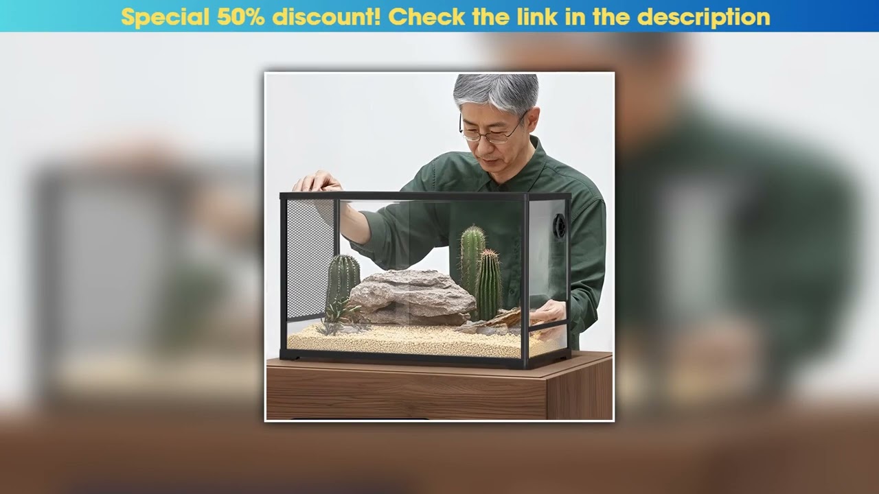Review Reptiles Terrariums Glass Breeding Box Transparent Ecological Landscaping Tank Gecko Spider•