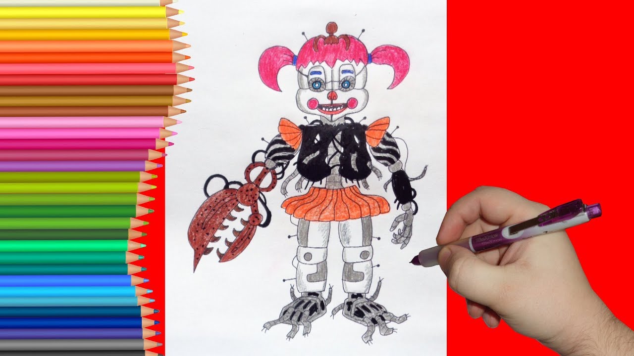 Как нарисовать скрап бейби из фнаф 6
