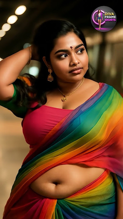 Rainbow Saree Confidence: Shy to Playful Smile at Metro Station ✨💖 #sareelove #sareestyle