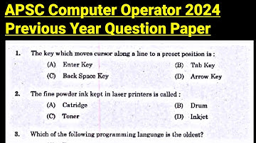APSC Computer Operator 2024 || Previous Year Question Paper || Must Watch Before Exam ||